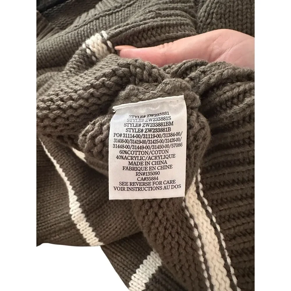 Z SUPPLY Milan‎ Striped Crewneck Sweater Green Large